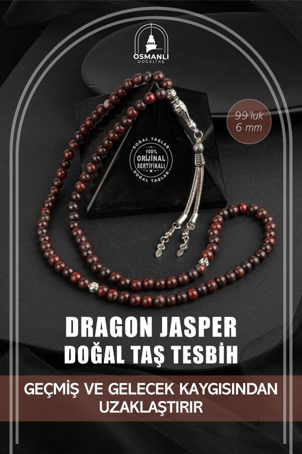 Dragon Jasper Natural Stone Misbaha with 99 Beads - 6mm - 1