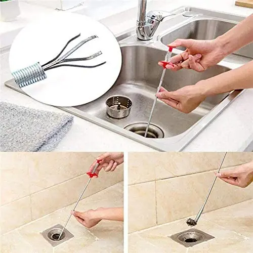 Drain Clog Remover - Gutter Cleaning Tools Drain Cleaner for Toilet Sewer Shower Kitchen Bathroom Tub Clogged Drains Opener Cleaning Tool, Flexible Grabber Claw Pick Up Reacher (7-in-1) - 3