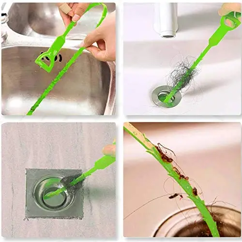 Drain Clog Remover - Gutter Cleaning Tools Drain Cleaner for Toilet Sewer Shower Kitchen Bathroom Tub Clogged Drains Opener Cleaning Tool, Flexible Grabber Claw Pick Up Reacher (7-in-1) - 4