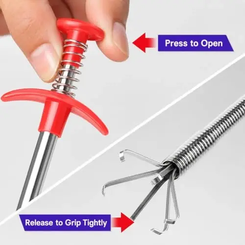 Drain Clog Remover Snake Tool for Hair and Debris, Unclog Toilet, Sink, Shower, Bathtub, Sewer - 6