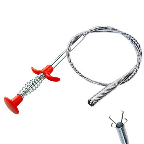 Drain Snake, Drain Clog Remover - Gutter Cleaning Tools Drain Cleaner for Toilet Sewer Shower Kitchen Bathroom Tub Clogged Drains Opener Cleaning Tool, Flexible Grabber Claw Pick Up Reacher (24 inch) - 1