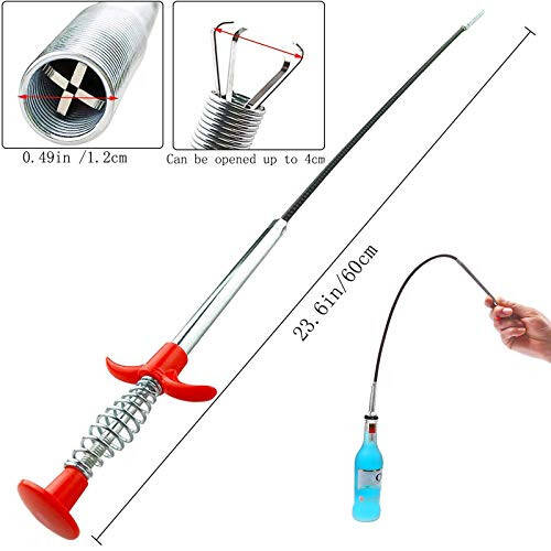 Drain Snake, Drain Clog Remover - Gutter Cleaning Tools Drain Cleaner for Toilet Sewer Shower Kitchen Bathroom Tub Clogged Drains Opener Cleaning Tool, Flexible Grabber Claw Pick Up Reacher (24 inch) - 2