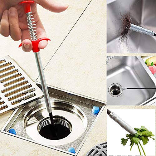 Drain Snake, Drain Clog Remover - Gutter Cleaning Tools Drain Cleaner for Toilet Sewer Shower Kitchen Bathroom Tub Clogged Drains Opener Cleaning Tool, Flexible Grabber Claw Pick Up Reacher (24 inch) - 3