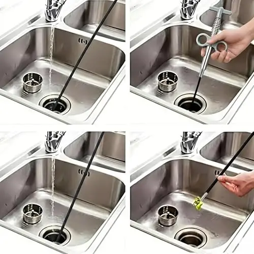 Drain Snake, Drain Clog Remover - Gutter Cleaning Tools Drain Cleaner for Toilet Sewer Shower Kitchen Bathroom Tub Clogged Drains Opener Cleaning Tool, Flexible Grabber Claw Pick Up Reacher (79 inch) - 6