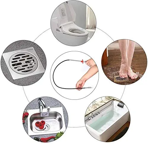 Drain Snake, Drain Clog Remover - Gutter Cleaning Tools Drain Cleaner for Toilet Sewer Shower Kitchen Bathroom Tub Tıkilgan drenajlarni ochish uchun tozalash vositasi, moslashuvchan tutqichli tirnoqli yig'uvchi (24 dyuym) - 6