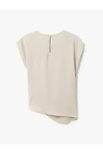 Drape Detailed Bicycle Collar Asymmetric Crossover Blouse - 4