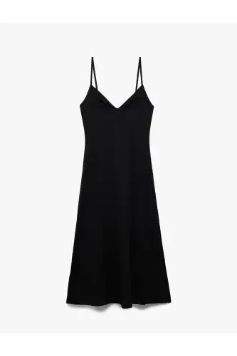 Drape detalli burmali matodan yasalgan ingichka kamzulli midi koʻylak - 4