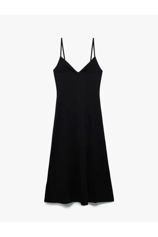 Drape detalli burmali matodan yasalgan ingichka kamzulli midi koʻylak - 4