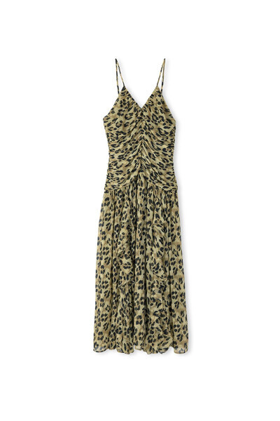 Draped dress with leopard print - 3