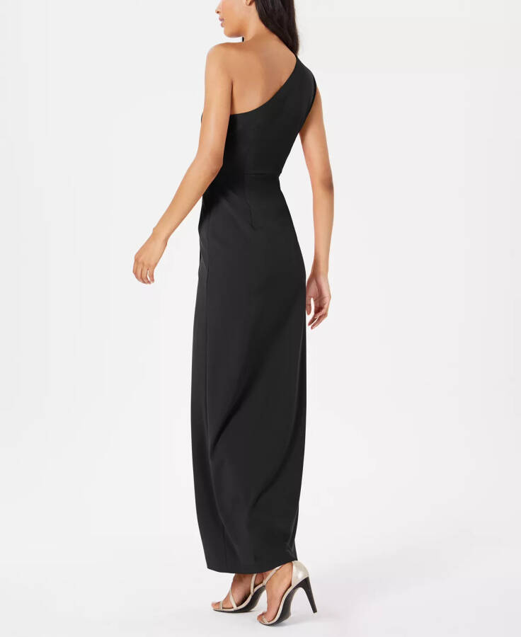 Draped One-Shoulder Gown Black - 2