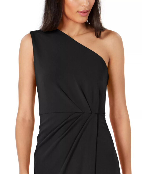 Draped One-Shoulder Gown Black - 4