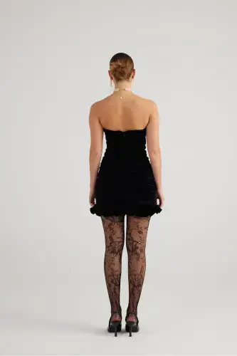 Draped Strapless Velvet Mini Samantha Dress - 7