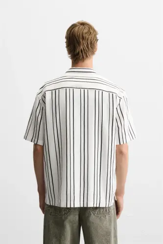 DRAPED STRIPED SHIRT-White - 3