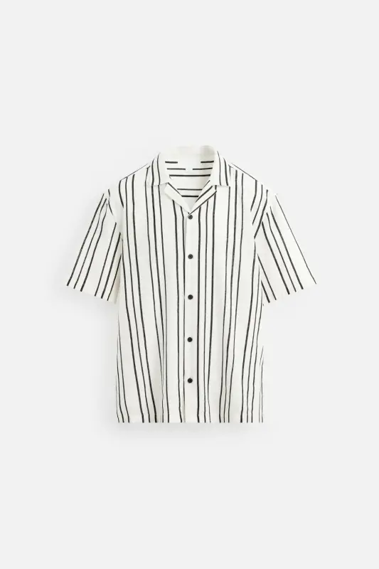 DRAPED STRIPED SHIRT-White - 7