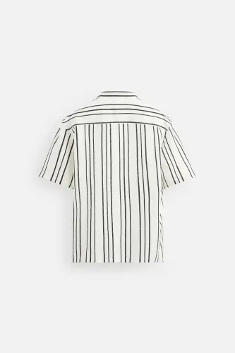 DRAPED STRIPED SHIRT-White - 8