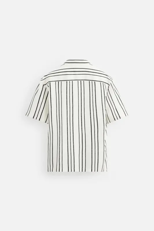 DRAPED STRIPED SHIRT-White - 8