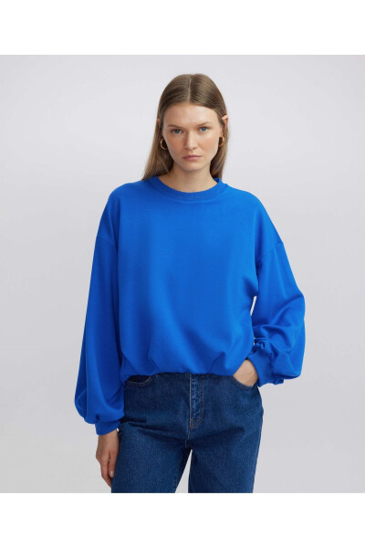 Drapeli balon kol sweatshirt - 8