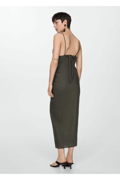 Drape detaylı yırtmaçlı elbise - 4