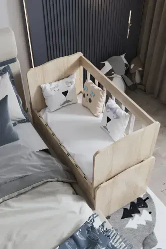 Drawer Rocking Crib Next to Mother Wooden Baby Cradle - 3