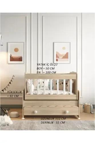 Drawer Rocking Crib Next to Mother Wooden Baby Cradle - 4
