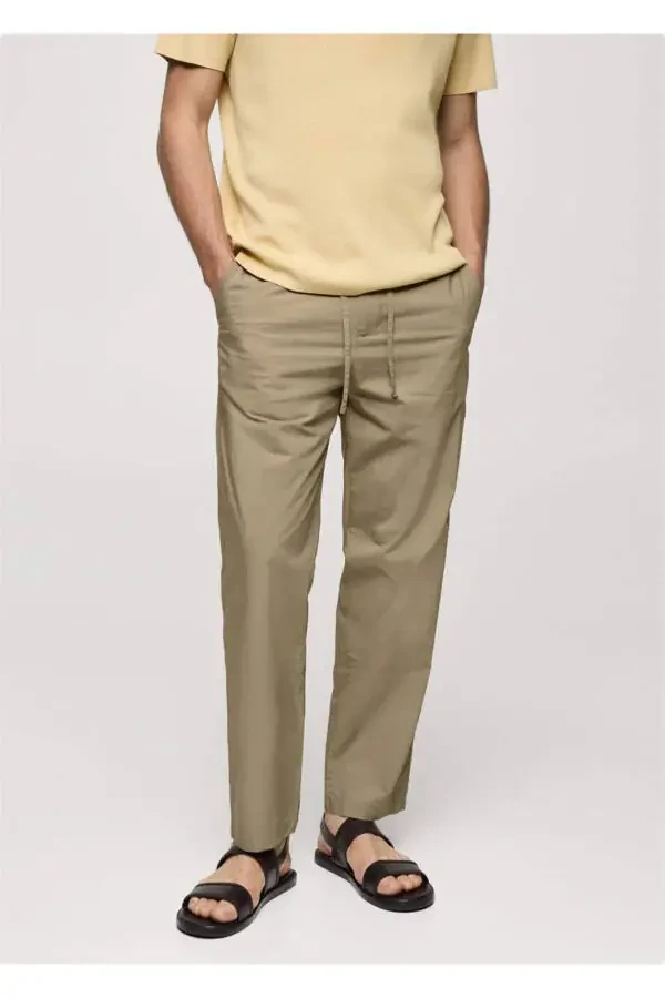 Drawstring Cotton Pants - 2