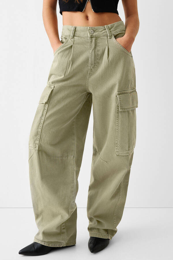 Drawstring Denim Cargo Skater Pants - 1