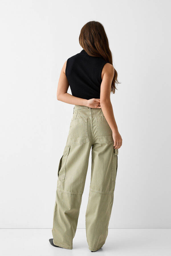 Drawstring Denim Cargo Skater Pants - 4