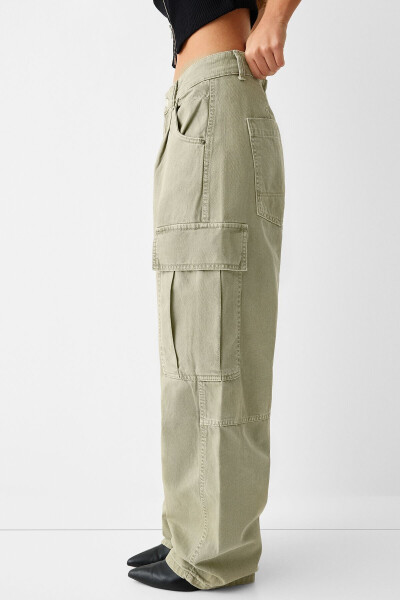 Drawstring Denim Cargo Skater Pants - 5