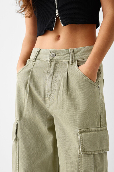 Drawstring Denim Cargo Skater Pants - 6