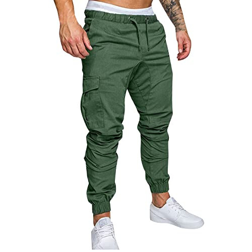 Drawstring Pant Fashion Men's Sport Pure Color Bandage Casual Loose Sweatpants - 1