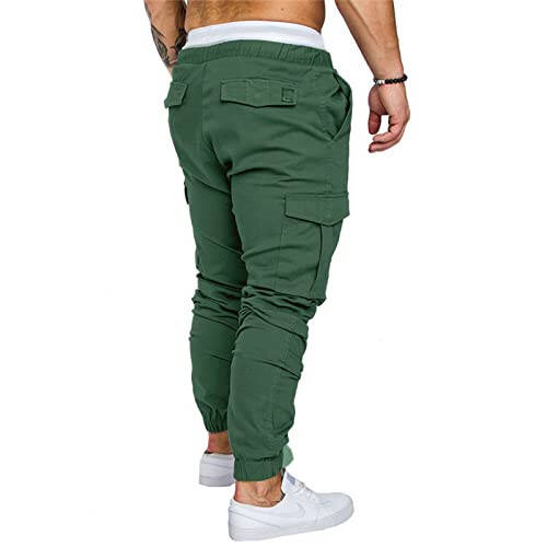 Drawstring Pant Fashion Men's Sport Pure Color Bandage Casual Loose Sweatpants - 4