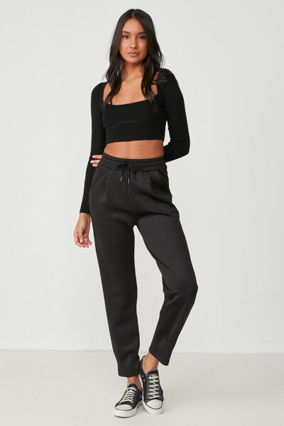 Drawstring Waist and Cuffed Sweatpants 810 Black - 13