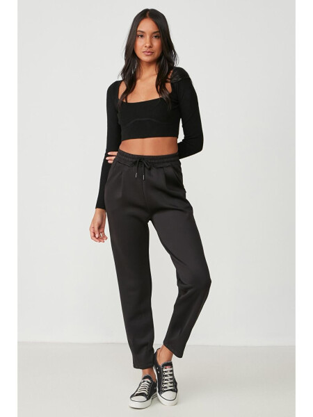 Drawstring Waist and Cuffed Sweatpants 810 Black - 8