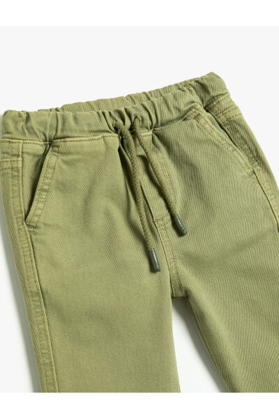 Drawstring waist, pocket cotton jogger pants. - 3