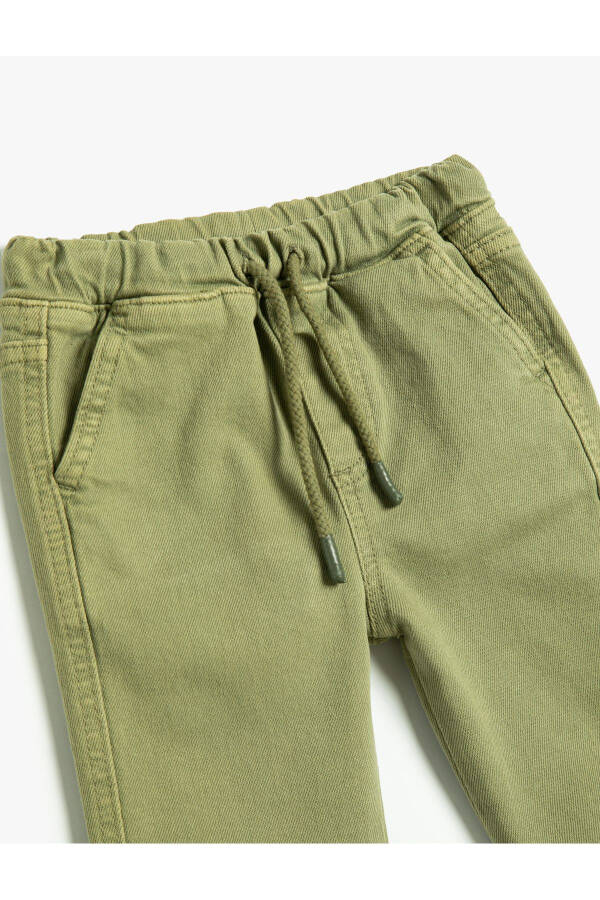 Drawstring waist, pocket cotton jogger pants. - 3