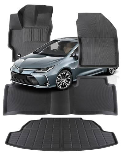 DrCarNow for Toyota Corolla Floor Mats 2024 2023 2022 2021 2020 (Incl. Hybrid), Custom Fit 2 Rows with Cargo Liner All-Weather Floor Liners for Corolla Sedan Accessories 2020-2024 (Not for Hatchback) - 2