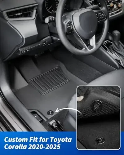 DrCarNow for Toyota Corolla Floor Mats 2024 2023 2022 2021 2020 (Incl. Hybrid), Custom Fit 2 Rows with Cargo Liner All-Weather Floor Liners for Corolla Sedan Accessories 2020-2024 (Not for Hatchback) - 2