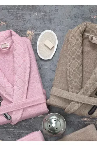 Dream 12 Pcs Boxed Jacquard Bathrobe Set | Bathrobe | Towel & Towel Set | Bath Dowry Set-coffee - 3