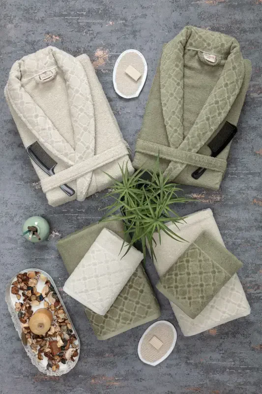 Dream 12-Piece Boxed Jacquard Bathrobe Set | Born - GÜVENAL