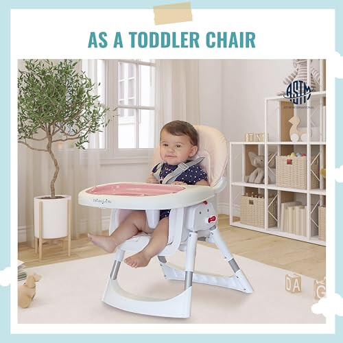 Dream On Me Portable 2-in-1 Tabletalk High Chair, Convertible Compact Light Weight Highchair, Pink - 34