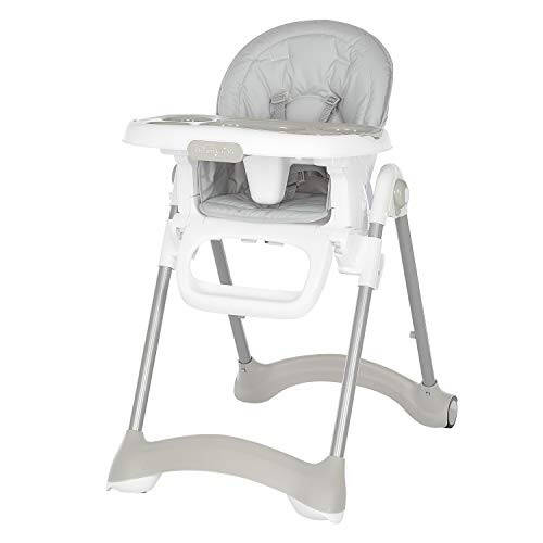 Dream On Me Solid Times High Chair for Babies and Toddlers in Grey, Multiple Recline and Height Positions, Lightweight Portable Baby High Chair, 5 point Safety Harness, Easy to Clean Surface - 31