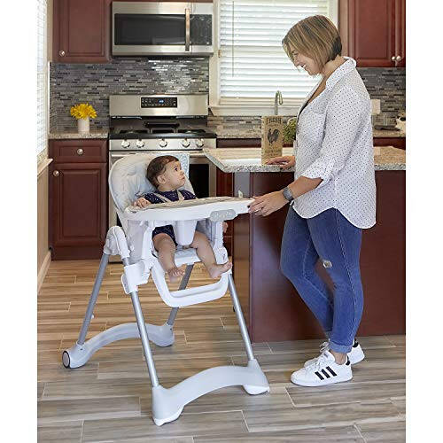 Dream On Me Solid Times High Chair for Babies and Toddlers in Grey, Multiple Recline and Height Positions, Lightweight Portable Baby High Chair, 5 point Safety Harness, Easy to Clean Surface - 32