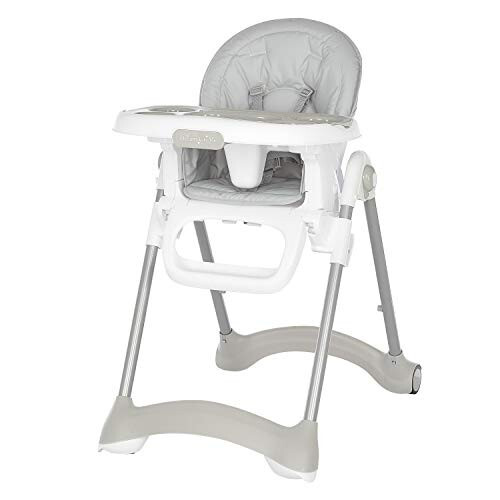 Dream On Me Solid Times High Chair for Babies and Toddlers in Grey, Multiple Recline and Height Positions, Lightweight Portable Baby High Chair, 5 point Safety Harness, Easy to Clean Surface - 25