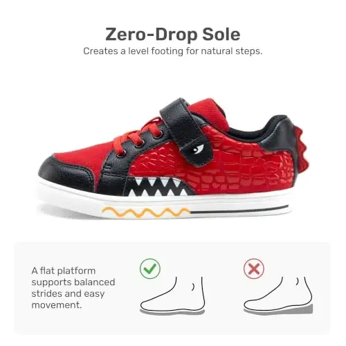 DREAM PAIRS Boys Dinosaur Sneakers Cartoon Shoes | Breathable Mesh Hook and Loop Upper Comfort Insole Lightweight Anti Slip Outsole School Daily Wear Casual Walking Tennis - 5