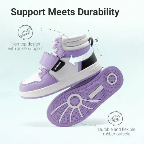 DREAM PAIRS Erkek Kız Çocuk Bilekli Spor Ayakkabı LilLegends Skyhigh Basketbol Ayakkabısı - 5