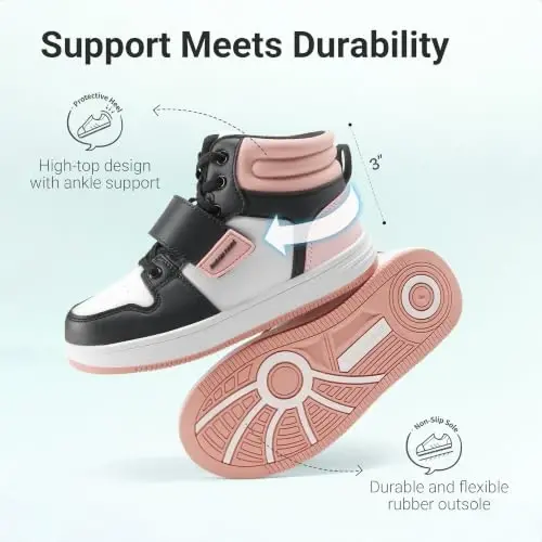 DREAM PAIRS Boys Girls High Top Sneaker LilLegends Skyhigh Basketball Shoes - 4