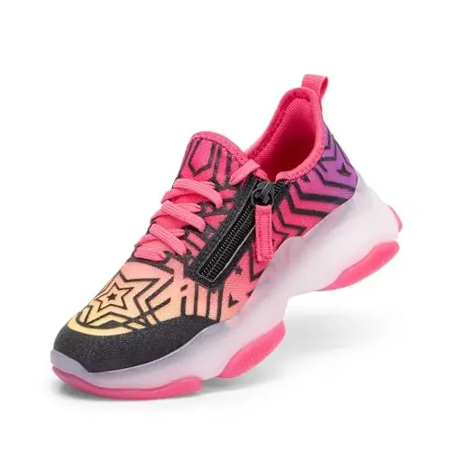 DREAM PAIRS Kids Girls Sneakers Fermuarli Kundalik Poyabzal Jelly Taglik Sport Poyabzali Yengil Yurish Poyabzali - 1