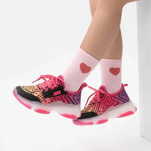DREAM PAIRS Kids Girls Sneakers Fermuarli Kundalik Poyabzal Jelly Taglik Sport Poyabzali Yengil Yurish Poyabzali - 5