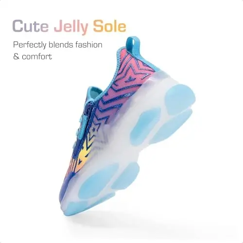 DREAM PAIRS Kids Girls Sneakers Zipper Casual Shoes Jelly Sole Sports Shoes Lightweight Walking Shoes - 1