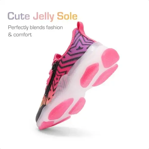 DREAM PAIRS Kids Girls Sneakers Zipper Casual Shoes Jelly Sole Sports Shoes Lightweight Walking Shoes - 4